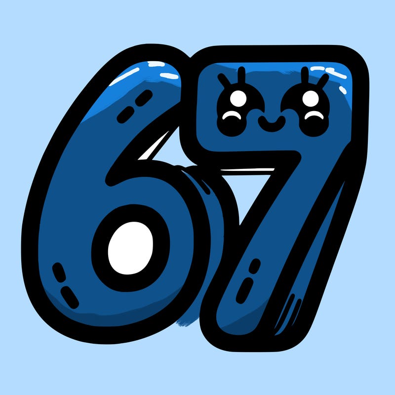 the numbers 67