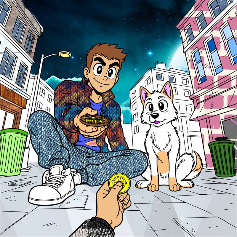 on the streets beginning for money and only gets a little bit of money