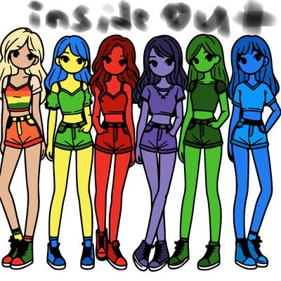 a group of girls wearing crop tops and shorts