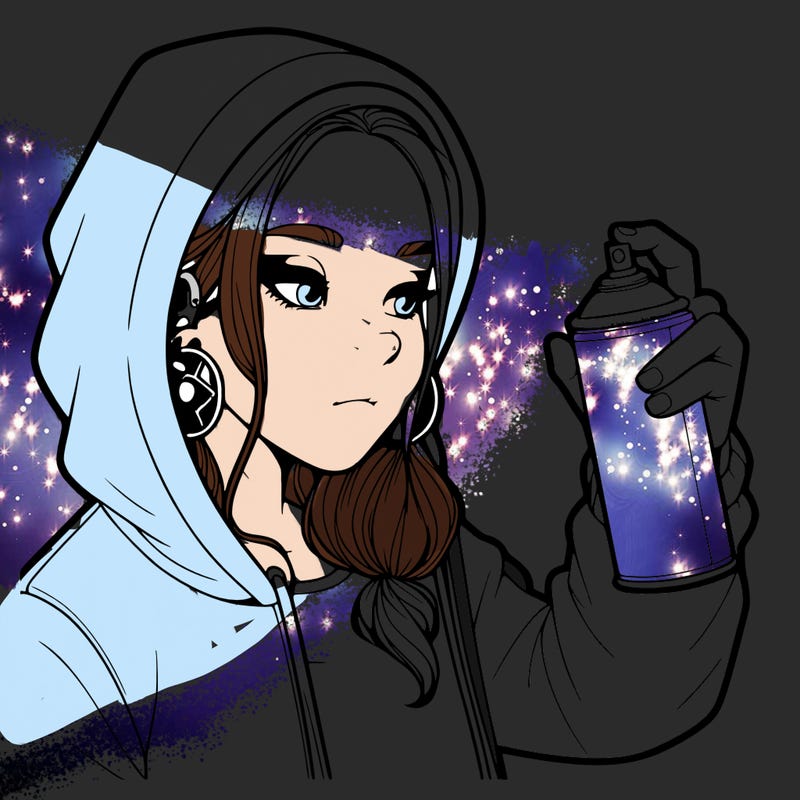 a realistic girl, spray painting