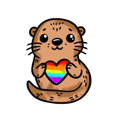 otter with a heart