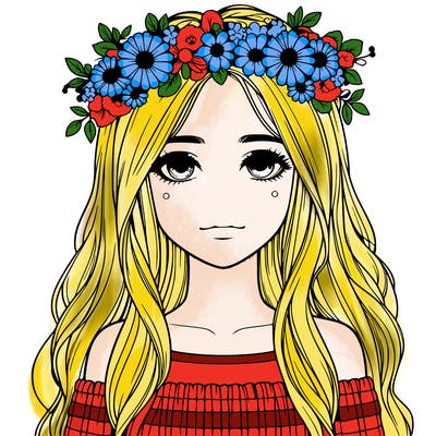 realistic girl wearing a flower crown