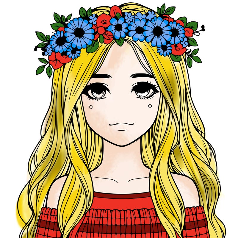 realistic girl wearing a flower crown