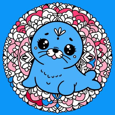 a cute baby seal mandala