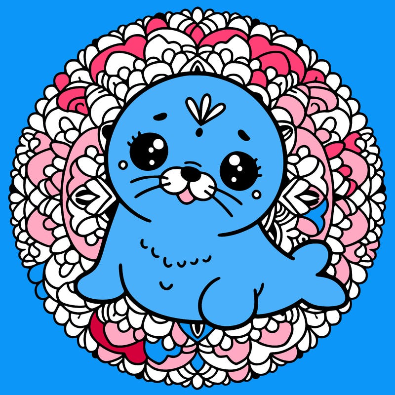 a cute baby seal mandala