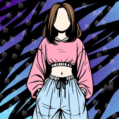 realistic girl faceless with baggy pants and a crop top