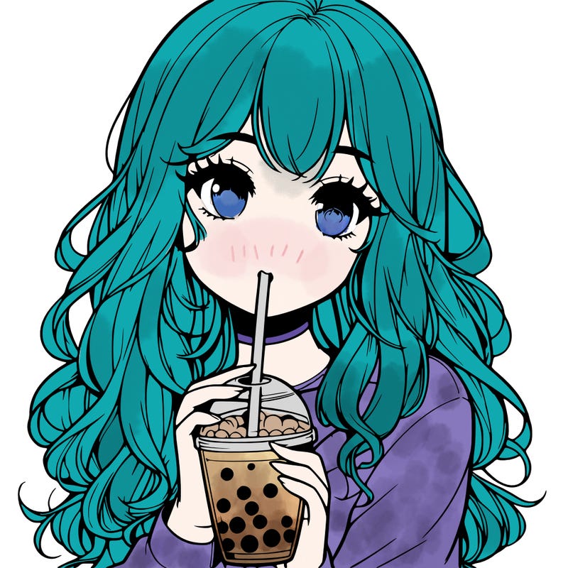 realistic girl drink a boba