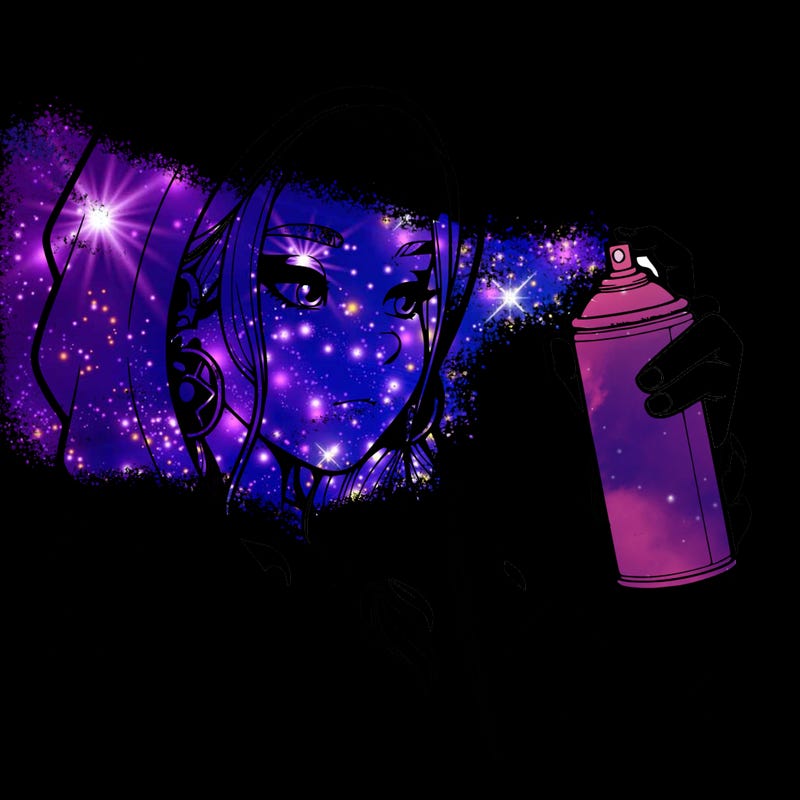 a realistic girl, spray painting