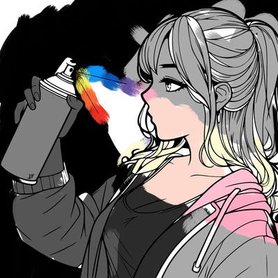 a realistic girl spray, painting