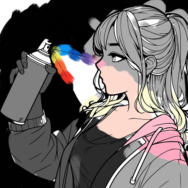 a realistic girl spray, painting