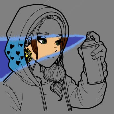 a realistic girl, spray painting