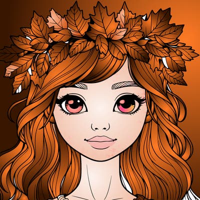 realistic girl with fall leaf crown