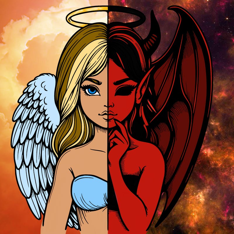 realistic angel half demon