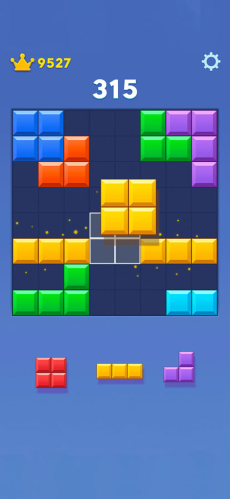 Block Blast : Puzzle Games - Gameplay of Block Blast puzzle game featuring colorful blocks and a score board.
