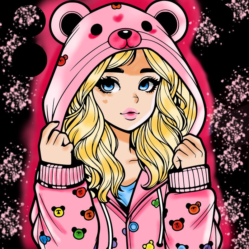 realistic girl in a animal pjs hoodie