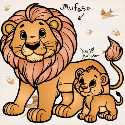 lion cub with mother