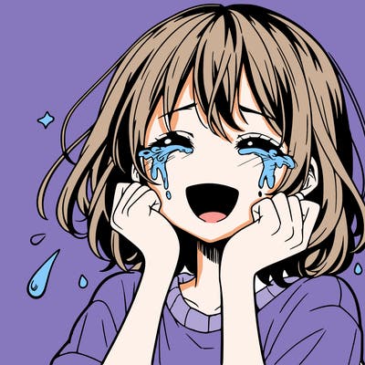 a manga girl crying happy tears
