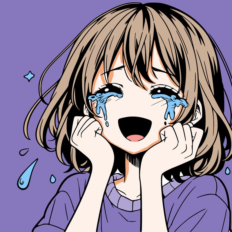 a manga girl crying happy tears