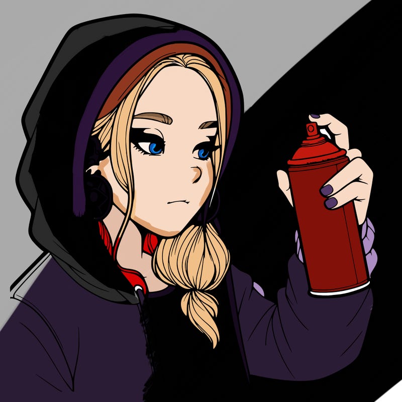 a realistic girl, spray painting