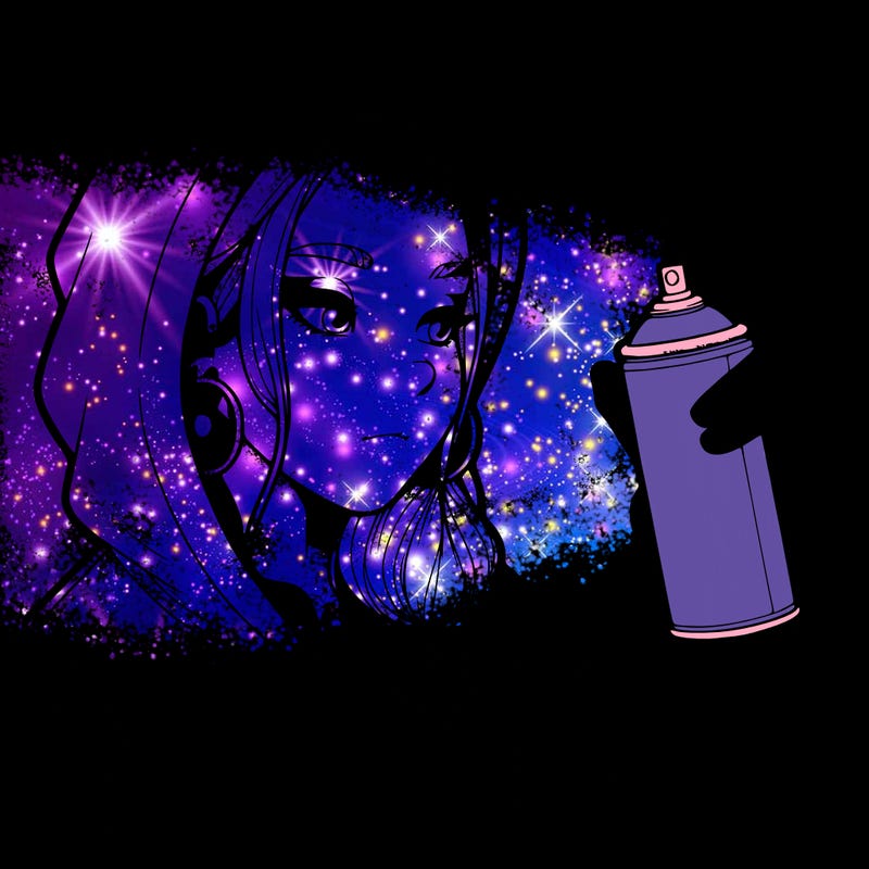 a realistic girl, spray painting