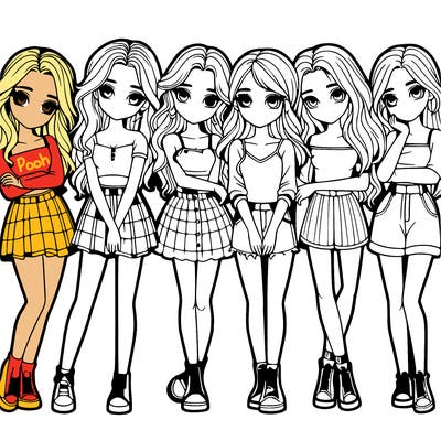 a group of girls realistic