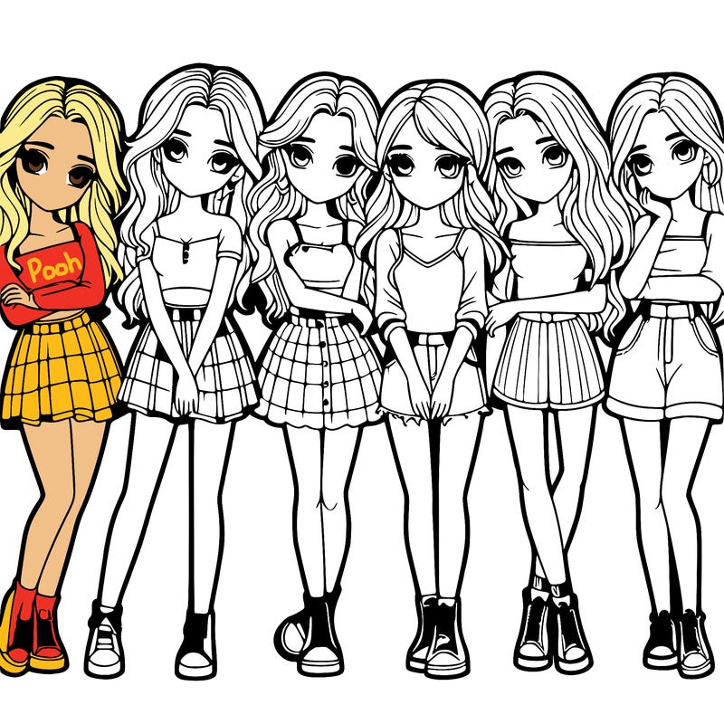 a group of girls realistic