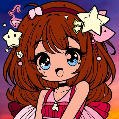 cute anime girl with star accessories