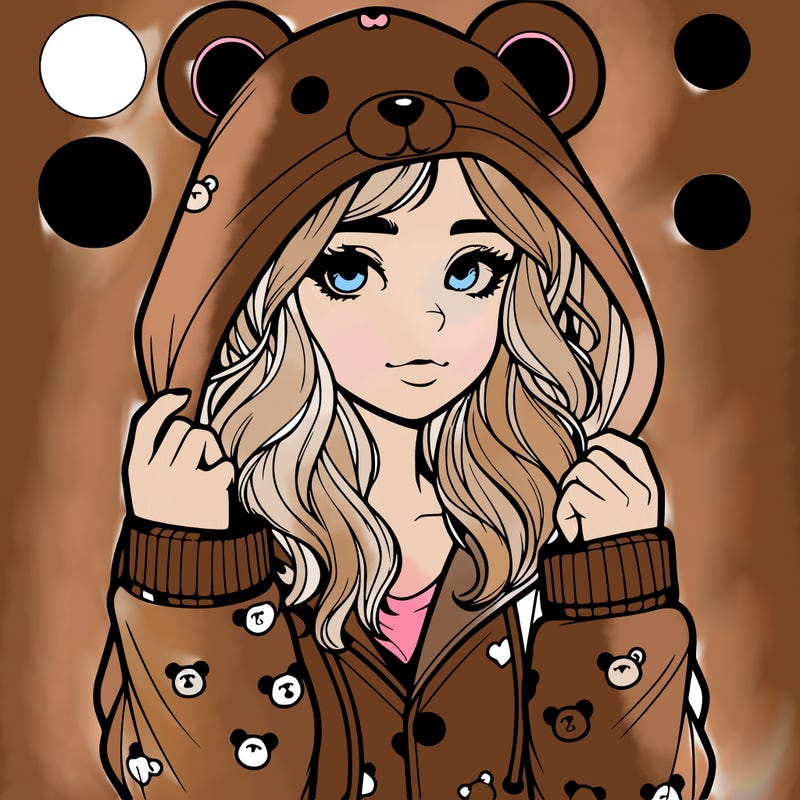 realistic girl in a animal pjs hoodie