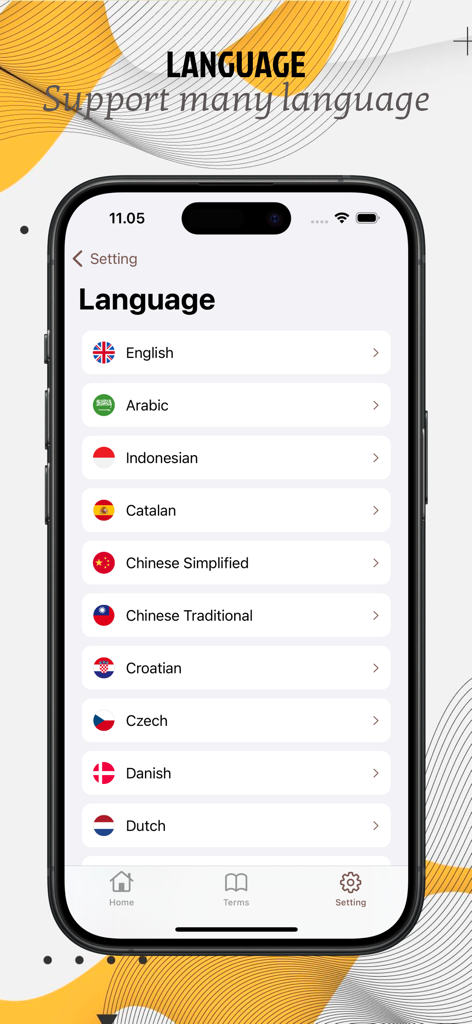 Basic Accounting Learning - Basic Accounting Learning app language settings screen with multilingual support