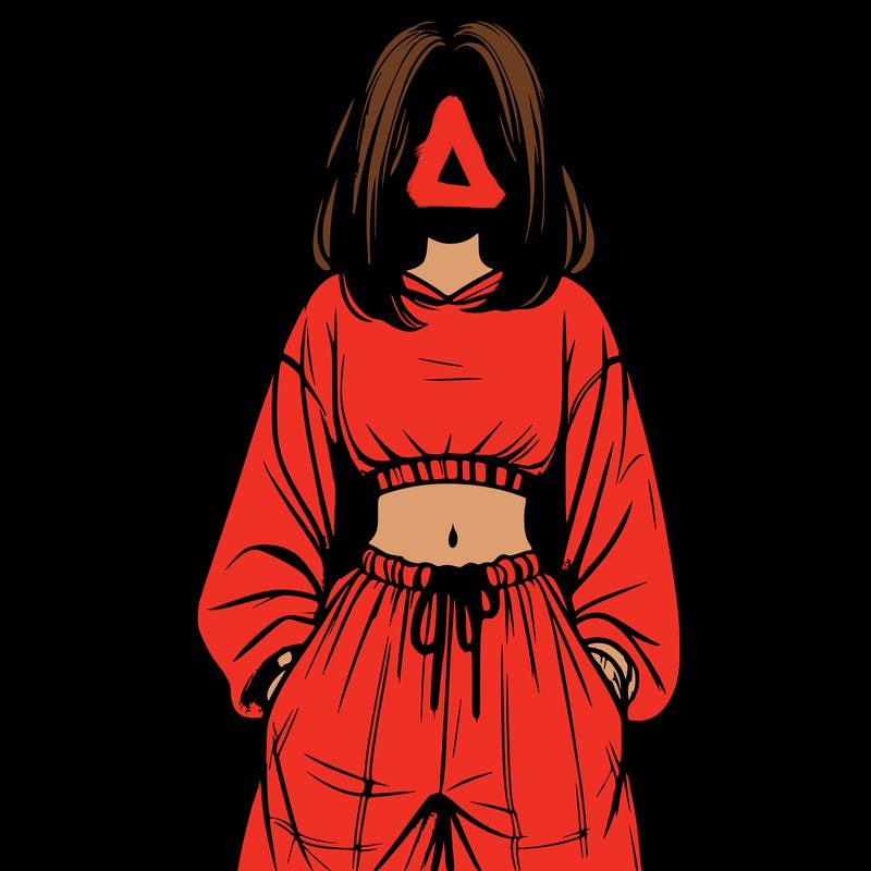 realistic girl faceless with baggy pants and a crop top