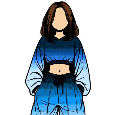realistic girl faceless with baggy pants and a crop top