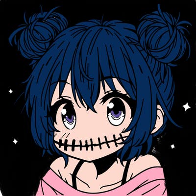 a manga girl with messy small buns