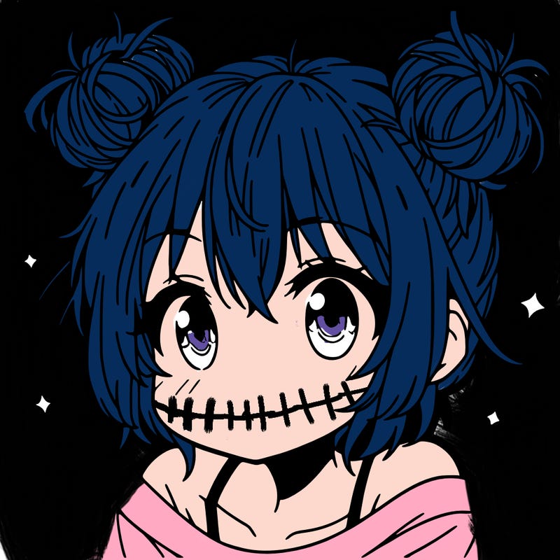 a manga girl with messy small buns