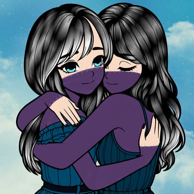 realistic girls hugging