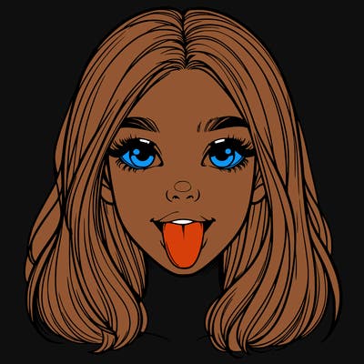 realistic girl with her tongue out