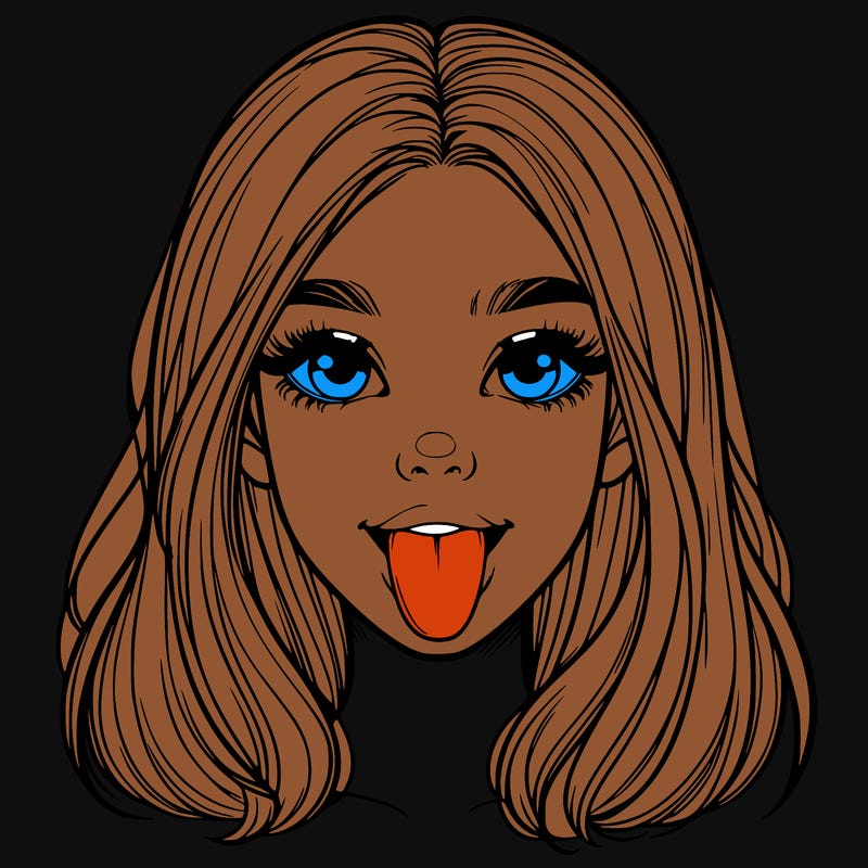 realistic girl with her tongue out