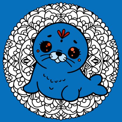 a cute baby seal mandala