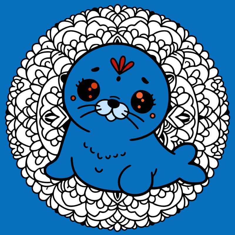 a cute baby seal mandala