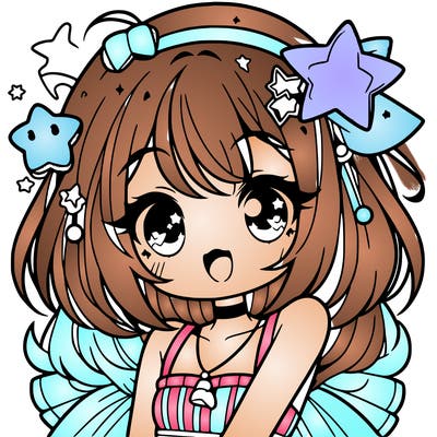 cute anime girl with star accessories