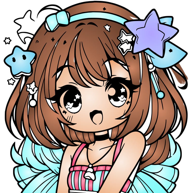 cute anime girl with star accessories