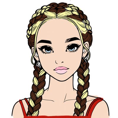 realistic girl with braids