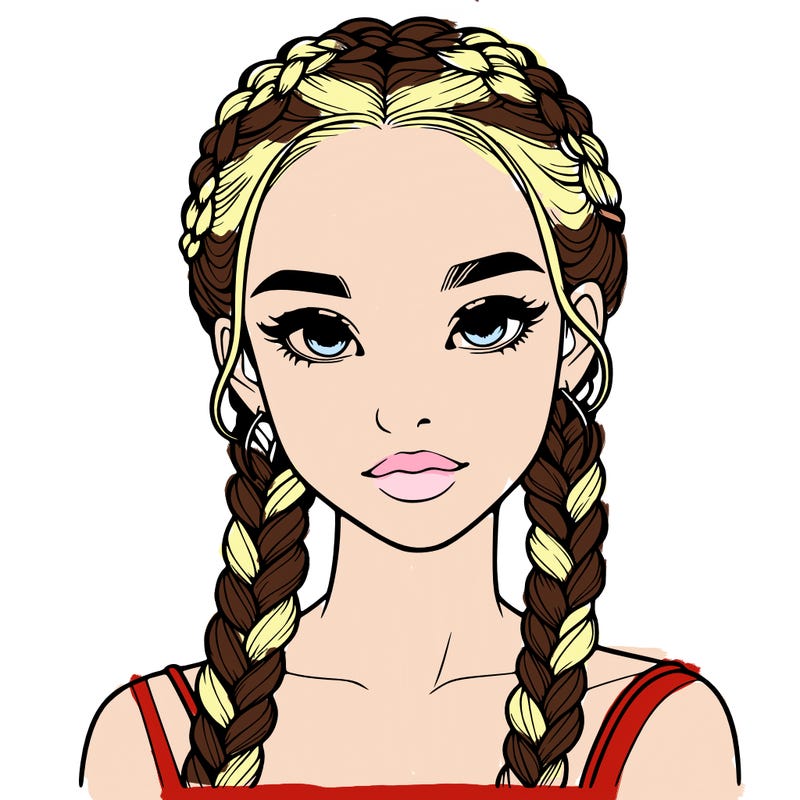 realistic girl with braids