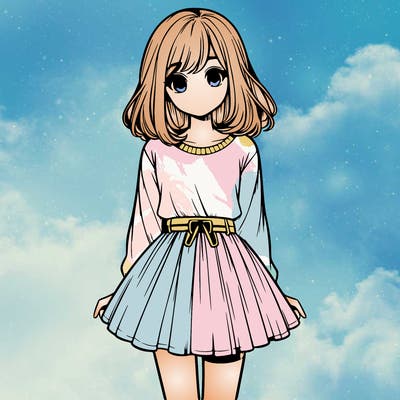 realistic girl with a skirt on