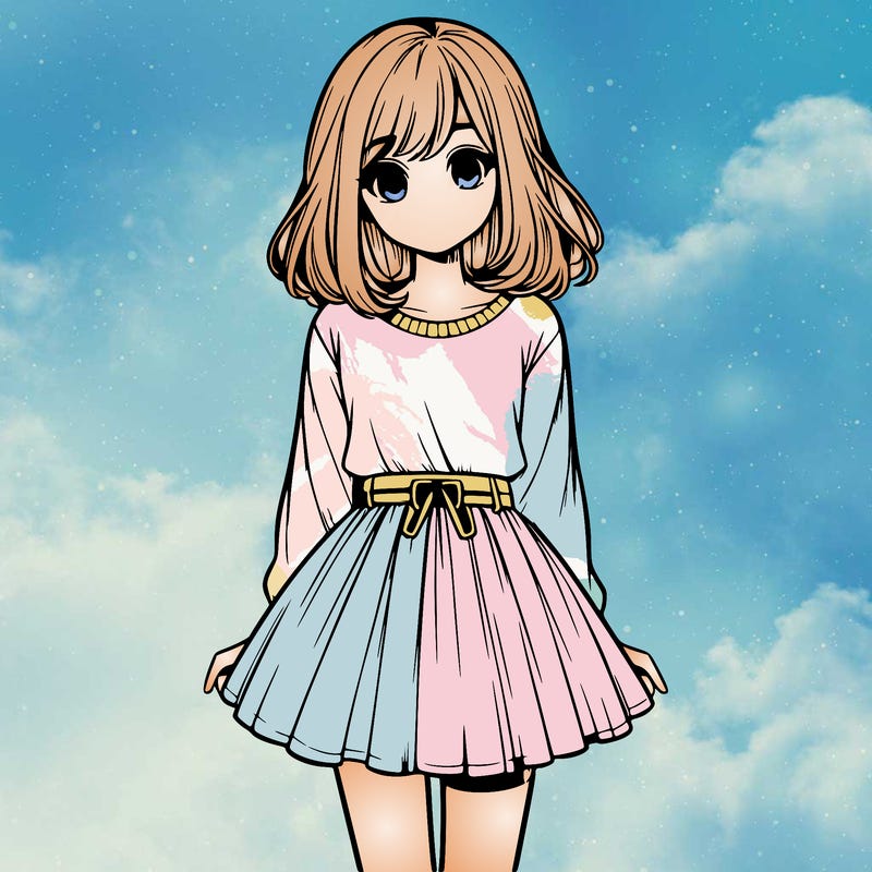 realistic girl with a skirt on