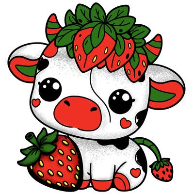 cute strawberry cow