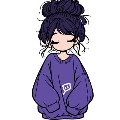 girl with baggy sweatshirt and messy bun