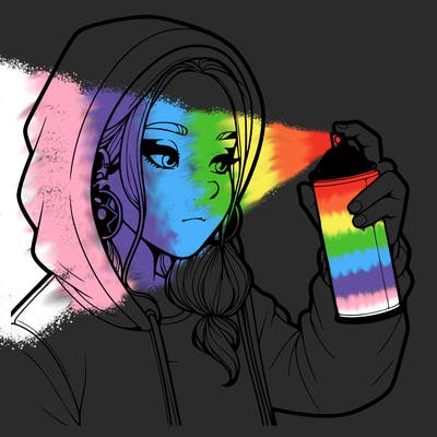 a realistic girl, spray painting