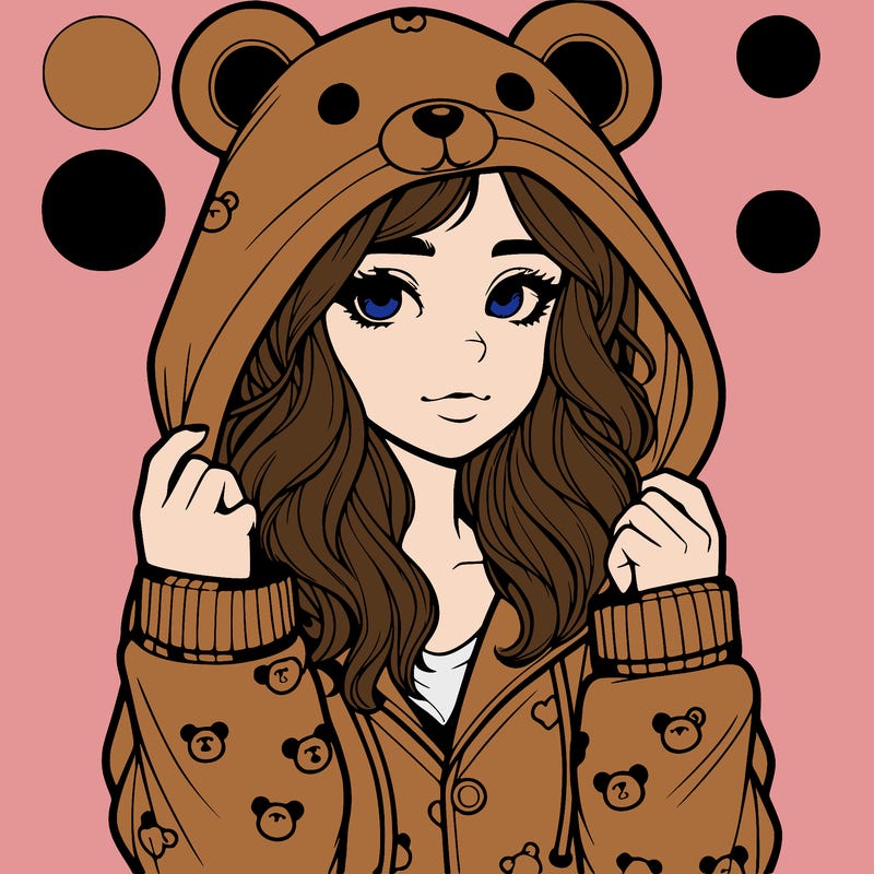 realistic girl in a animal pjs hoodie