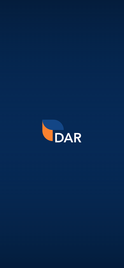Dar | دار - Pantalla de presentación de la aplicación inmobiliaria Dar con el logo