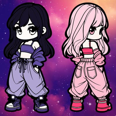 girl in crop top and baggy pants